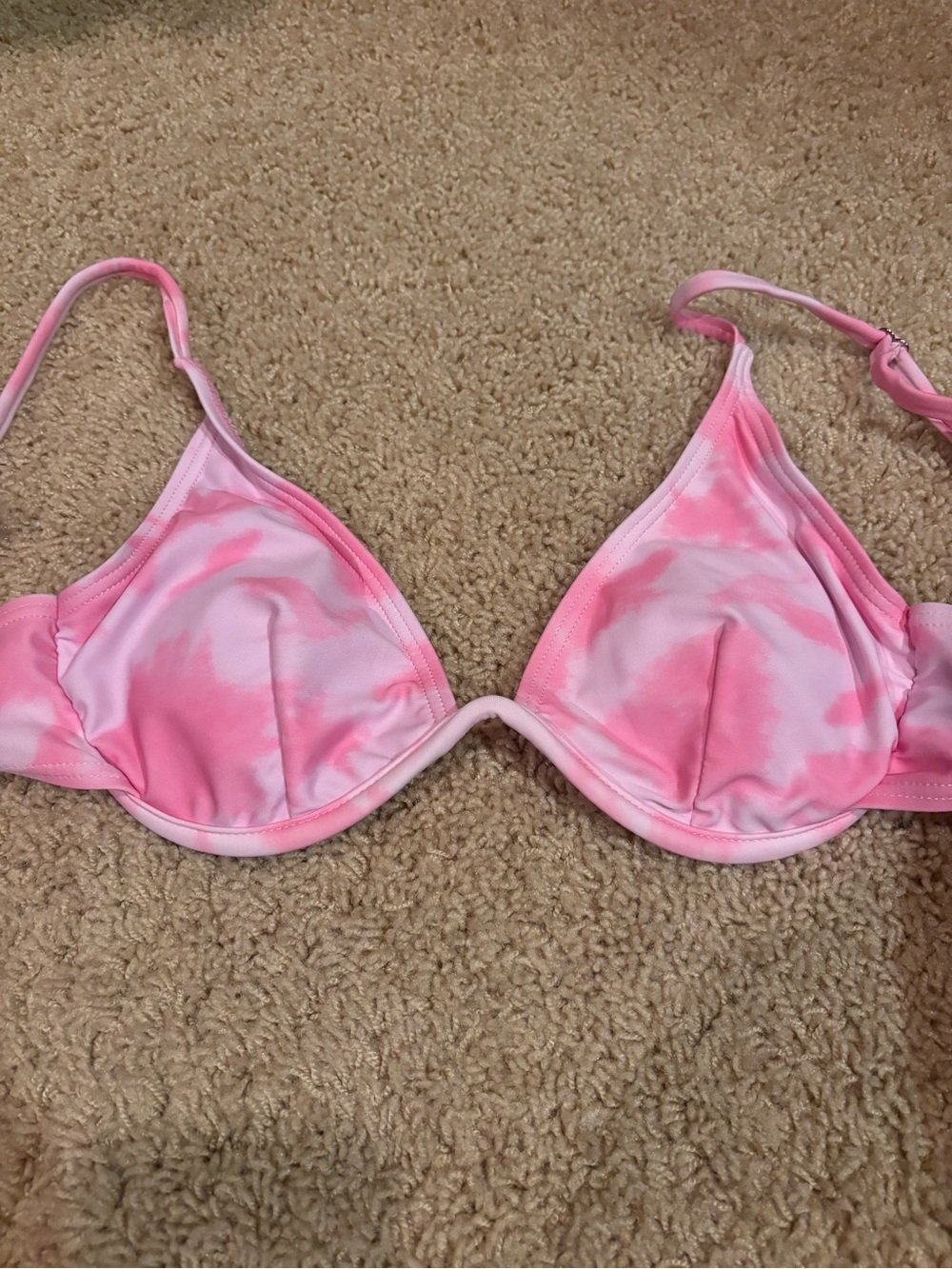 Missguided Pink Tie-Dye Triangle Bikini Top